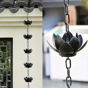 Courtyard Decorative for Lotus Flower Gutter Chain, Rain Chain, Rainwater Diverter, Eaves Decorative Flower Rain Chain String