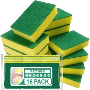 Sponges Kitchen 16 Count, Heavy Duty Scrub Sponges for Cleaning, Effortlessly Clean Your Stovetop, Sinks, Stoves, Appliances