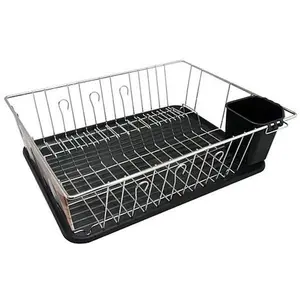 MegaChef 16 Inch Chrome Plated and Plastic Counter Top Drying Dish Rack in Black MegaChef 16 Inch Chrome Plated and Plastic Counter Top Drying Dish Rack in Black