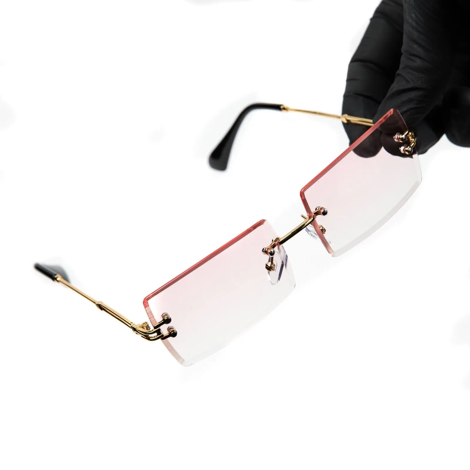 FRED Women\'s Pink Gradient Rimless Sunglasses with Rose Gold Accents Fred Rimless Eyewear - Etsy main image 2