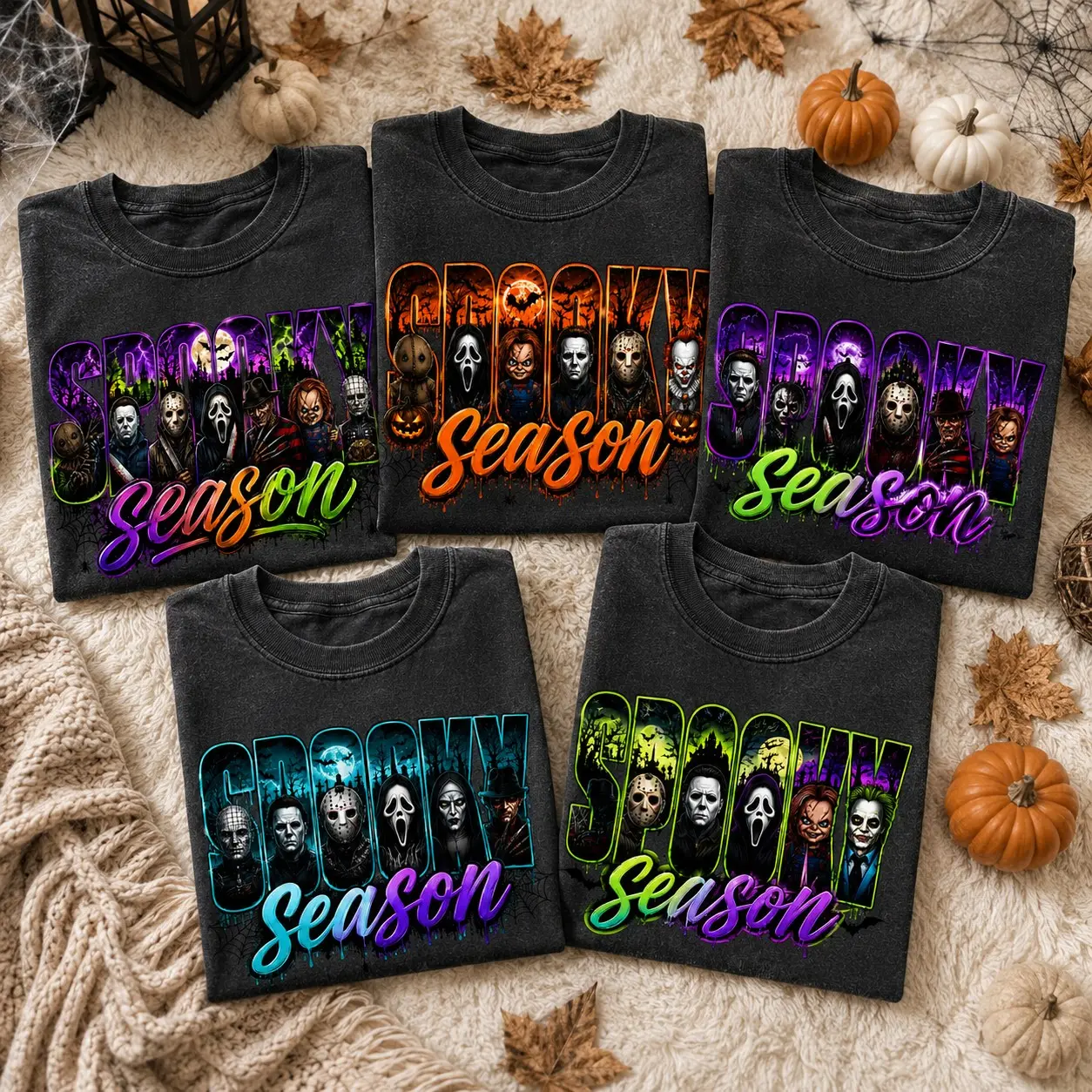 Spooky Season Horror Characters Comfort Colors Shirt, Horror Movie Shirt