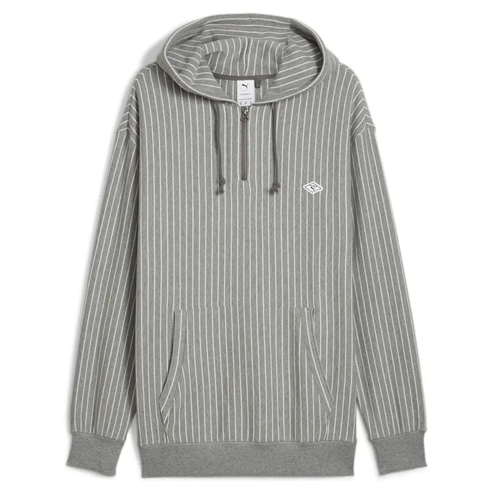 PUMA Mens X Nanamica Quarter Zip Striped Hoodie Athletic Outerwear Casual Hoodie - Grey