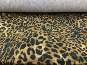 Double Brushed DTY Spandex Stretch Apparel Fabric Light Brown Black Cheetah N412