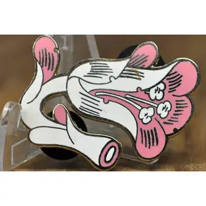 Official Big Bud Press "Flower Tangle" Lapel Pin - Big Bud Press Pink & White Flower Pin