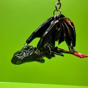Toothless Dragon Keychain with Magnetic Wings Handmade Polymer Clay Sealed in Resin Unique Key Accessory 8x4 cm