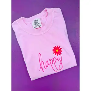 Happy Daisy Comfort Colors Embroidered Tee