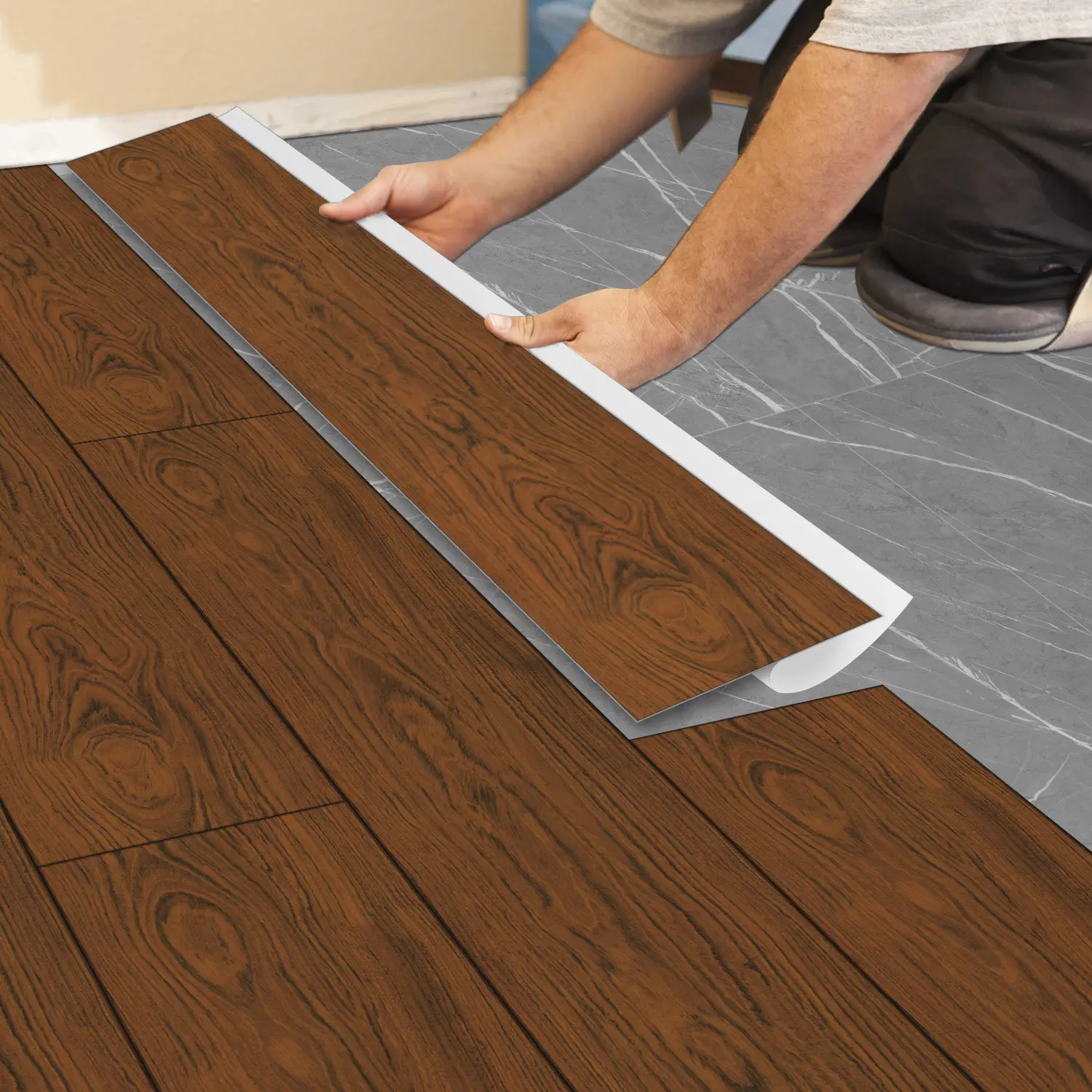 Self-adhesive, Peel And Stick pvc floor tiles, Durable Pvc Material, natural wood grain appearance, Wood Look Tiles, waterproof and stain resistant, suitable for bathroom, kitchen, living room, bedroom, 36 inches x 6 inches, Wood Flooring Tiles