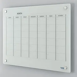 Global Industrial 695510 Magnetic Glass Calendar Whiteboard, 36 x 24 in. - White
