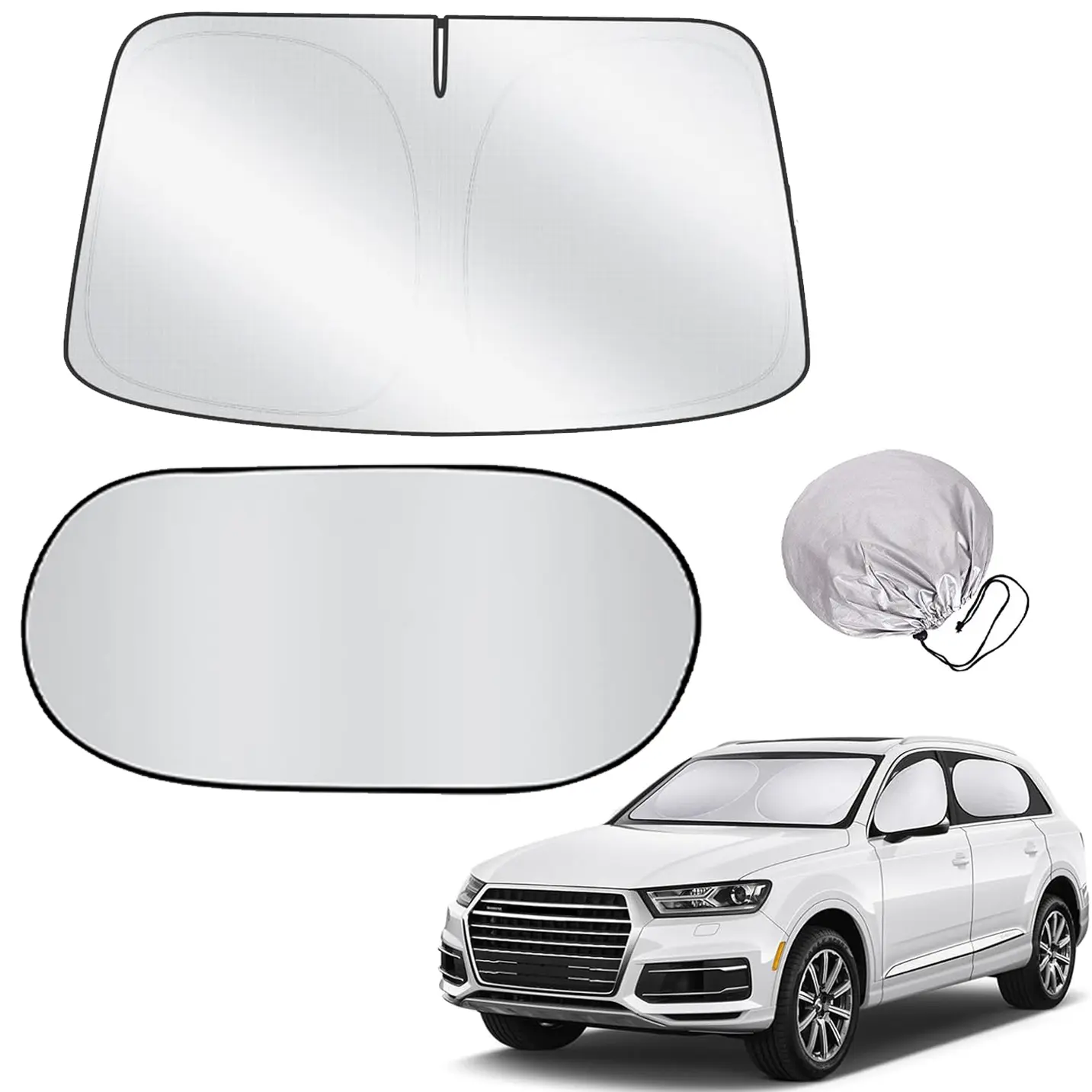 59Inch Universal Car Windshield Sunshade, Automotive Glass Windshield Sun Shade With Storage Bag,Keep Car Interior Cool,Foldable Reflective for Windshield & Window Shades with Overlapping Design, Car Interior Accessories #fathersdaygift
