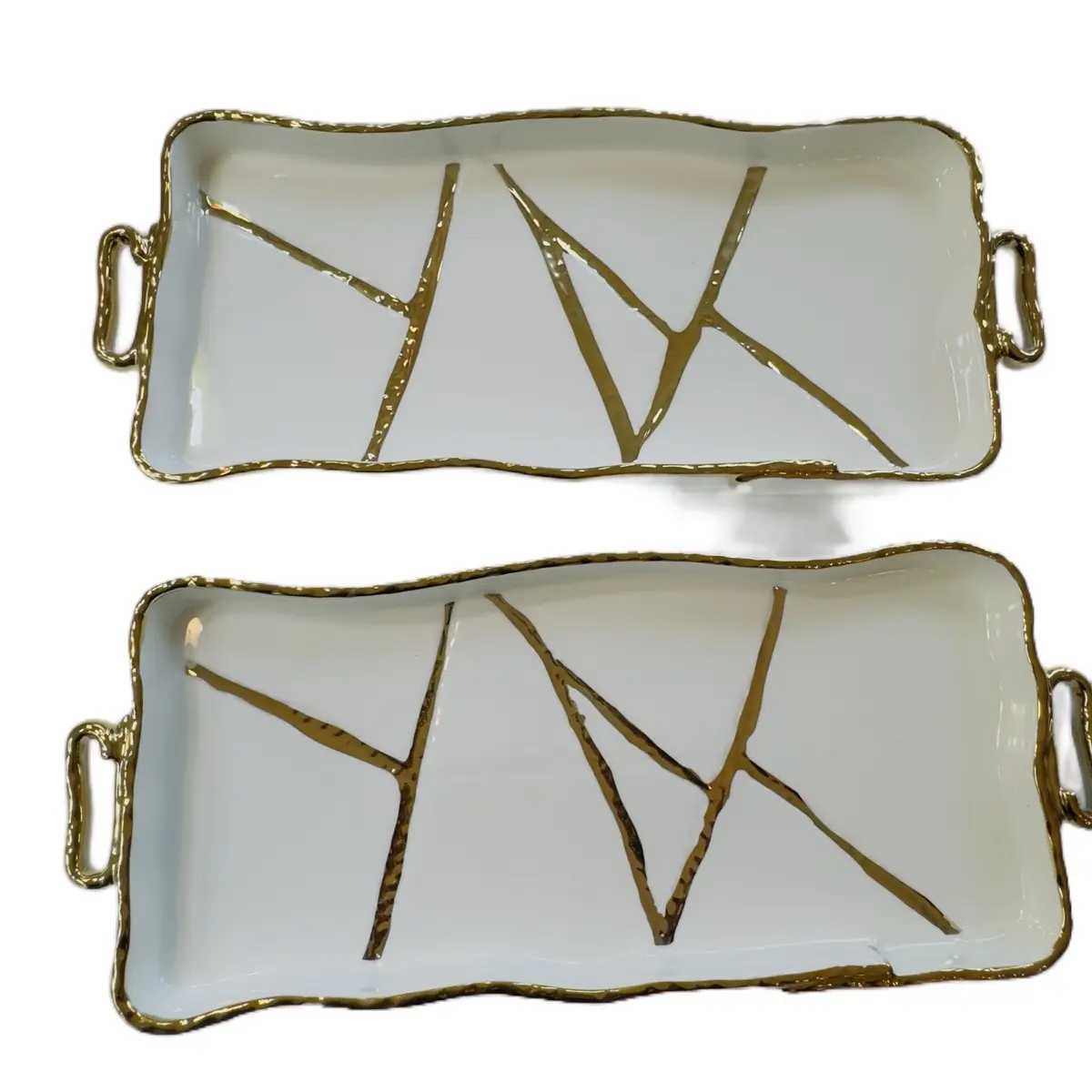 White and golden tray.