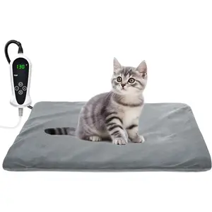 Pet Heating Pad, Upgraded Electric Dog Cat Heating Pad Indoor Waterproof, Auto Power Off (S 17.5"x 14", Grey)