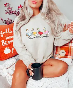Just A Silly Goose Sweatshirt, Funny Graphic Sweatshirt, Cute Goose Sweatshirt, Trendy Casual Pullover, Cozy Sweatshirt, Gifts for Animal Lovers, Fun Quirky Sweatshirt, Gift for Her, Comfortable Everyday Wear, Unisex Sweatshirt, Cute Humor Apparel