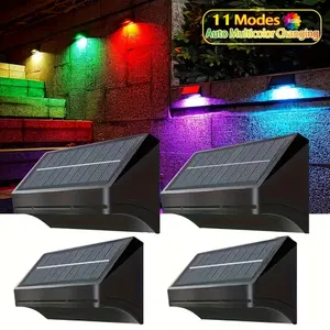 Garden Wall Lamp with Solar Power, Step Lighting, Featuring a Sloped Design And 11 Lighting Modes, IP44 Waterproof for Wall Use in Courtyards, Decks, Hotels.Suitable for Home Decoration Lighting And Commercial Decorative Lighting Outdoors.