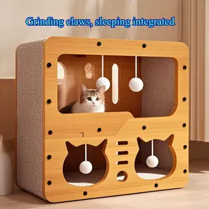 Vertical Cat Scratching Board Cat House Summer Cool Integrated Extra Large Double-Layer Cat Villa Extra Large Nest Wear-Resistant and Non-Shedding Cat Scratching Board Scratcher Board