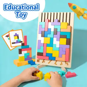 Wooden Stacking Puzzle Toy 42pcs Set Educatonal Stacking Game Shape Recognition Puzzles Montessori Teenager's Gift Creative Birthday Holiday Selection Safe Environmentally Friendly