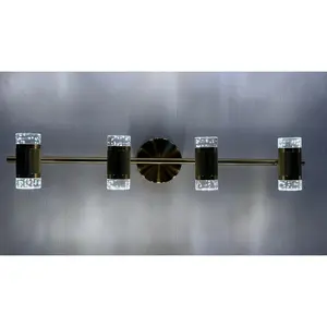 Aurum Beam Vanity Light – Brushed Brass & Crystal Cylinder Series