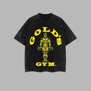 Gold's Gym Bodybuilding Golden Retro Unisex Washed Tank Top T-Shirt – 100% Heavy Cotton Gold's Gym Workout Graphic Tee