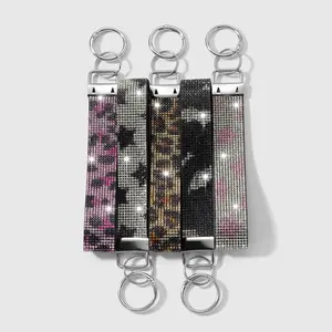 1 piece Y2K unique colorful sweet‑cool personalized multicolor leopard print stars shiny rhinestones nylon wrist strap DIY keychain bag charm suitable for girls/women’s everyday wear holiday gift