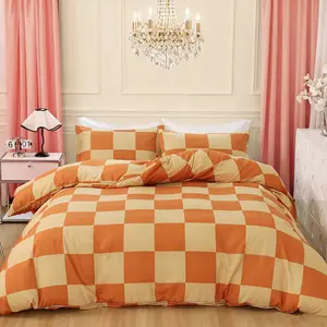 3-Piece Geometric Plaid Bedding Set, Includes 1 Duvet Cover + 2 Pillowcases, No Insert Soft Comfortable Fabric, Perfect Gift Choice, Soft Bedding Sets