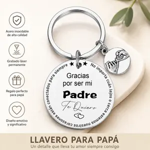 Stainless Steel Gracias Por Ser Mi Padre Keychain with Hand Charm - Spanish Father's Day Gift, Unique Dad Birthday Gift from Child exquisite cute car