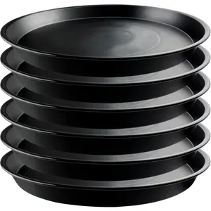6 Pack 15-Inch  Black   Trays, Heavy Duty PP Plastic Saucers for Big Flower Pots, Durable Planter Water Catcher Dishes &  Garden Patio Drip Trays