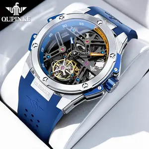 OUPINKE 8003 Tourbillon Automatic Mechanical Watches for Men 50ATM Waterproof Sapphire Mirror Skeleton Design Original Man Watch