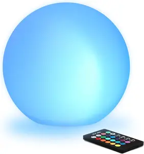 8-inch Ultra-Fun LED Glowing Ball Light w/Remote, RGB Color Changing Globe Mood Lamp, 16 Colors 8 Brightness 4 Lighting Modes, Waterproof, Rechargeable & AC Adapter Power, Stunning Light Orb