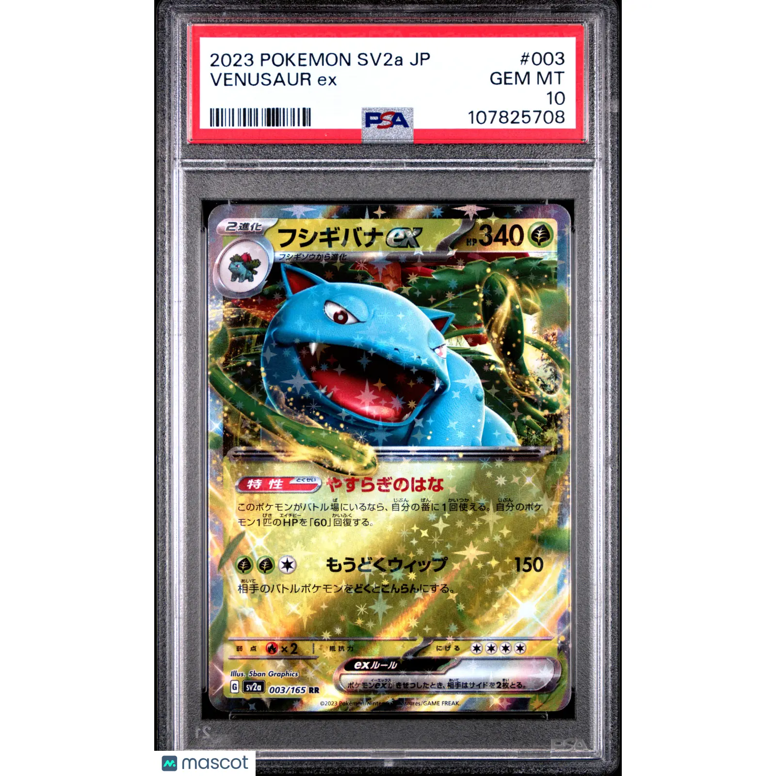 2023 Pokemon #003 Venusaur EX 003/165 151 Japanese Pokémon SV2a PSA 10 GEM MINT
