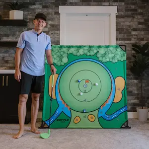 Battle Golf Set - Unique Board Golf Game with Turf, Chipping Clubs, Battle Balls & Storage & Transportation Bag for 1-1 or Team Play, 4 Players