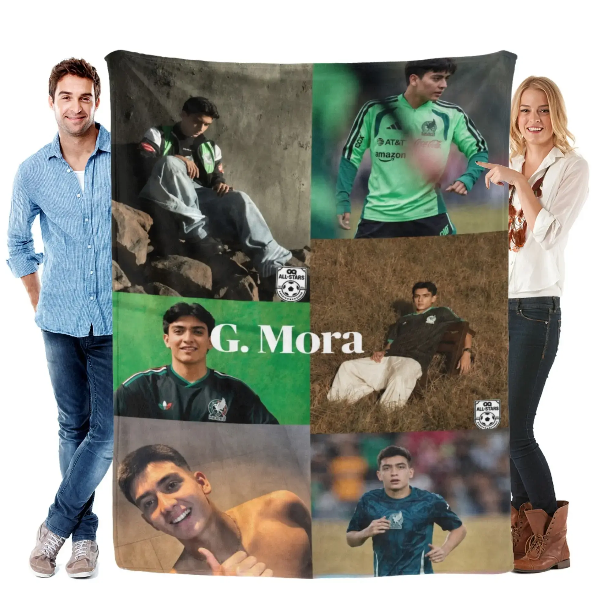 Gilberto Mora Green Aesthetic Collage Print Flannel Blanket Sports Fashion Design Cozy Soft Throw For Bed Sofa Adults Game Room Aesthetic Room Styling Club Fan Merchandise Unique Holiday Gift Cozy Bedding Blankets for Couch Sofa Bedroom Decor