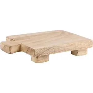 Pedestal Stand Riser  Footed Tray for Bathroom  Kitchen Wooden Soap Holder for Bottles  Makeup Tissues Candles Guest  Soap(Classic Color, 1.57 x 6 x 9 Inch)