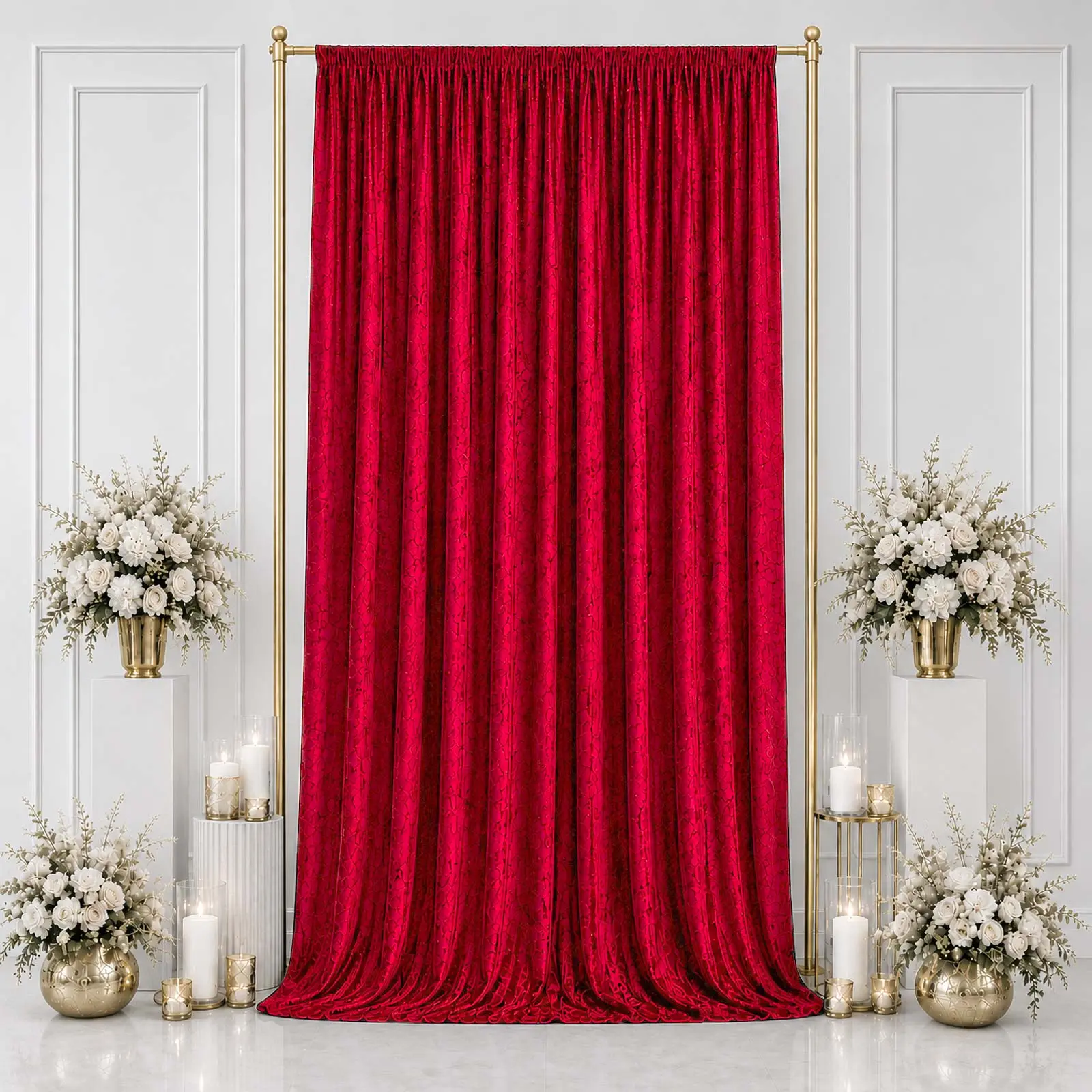 5ft x 14ft Glam Premium Crushed Velvet Curtain Panel, Party Backdrop & Photo Booth Background with Rod Pocket, 70% Blackout Privacy Curtains for Banquet Halls, Curtain Panels, Light Blocking Curtains