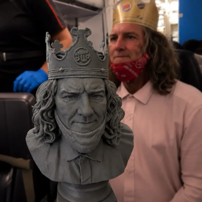 Burger King Guy Plane Meme 3D Printed Sculpture - Viral Collectible Bust