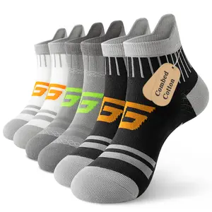 Men’s Sports Running Socks, 6 Pairs — Professional Grade, Non-Slip, Wear-Resistant, Pressure-Resistant, Cushioned, Breathable, Versatile; Basketball & Badminton Socks for Spring/Autumn; Thickened Cotton Socks for Teens; Sweat-Wicking, Soft and Comfortable