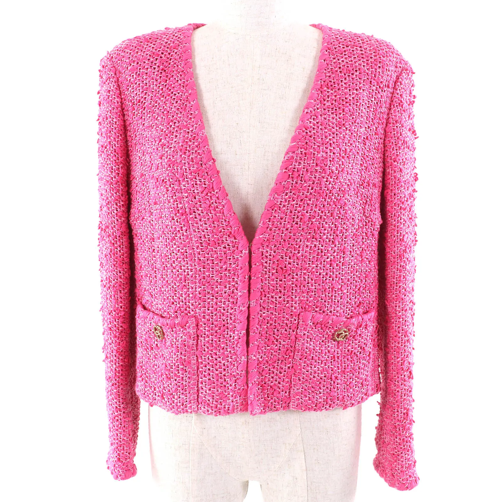 Pre-owned CHANEL Cotton Small Leather Goods COCO Mark Tweed Jacket