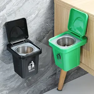 3Pcs Wall Mount Ashtray with Lid, Windproof & Odor Resistant Ash Holder, No Drill Mini Cigarette Bin for Home, Bathroom & Car Use