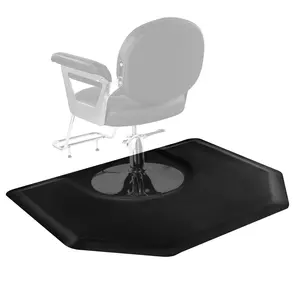 fathersdaygift VEVOR Salon Mat for Hair Stylist, 4x 5 FT Hexagon Salon Chair Mat Anti Fatigue, 1/2-inch Thickened Barber Shop Floor Mat with Round Cut Out, Easy-to-Clean PVC Surface Anti-Trip Beveled Edges