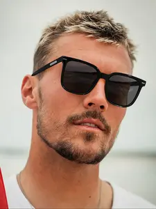 Men's Square Frame Sunglasses, Pure Color Ultra-Light Frame, Classic Versatile Design, Lightweight Lenses for Outdoor Use