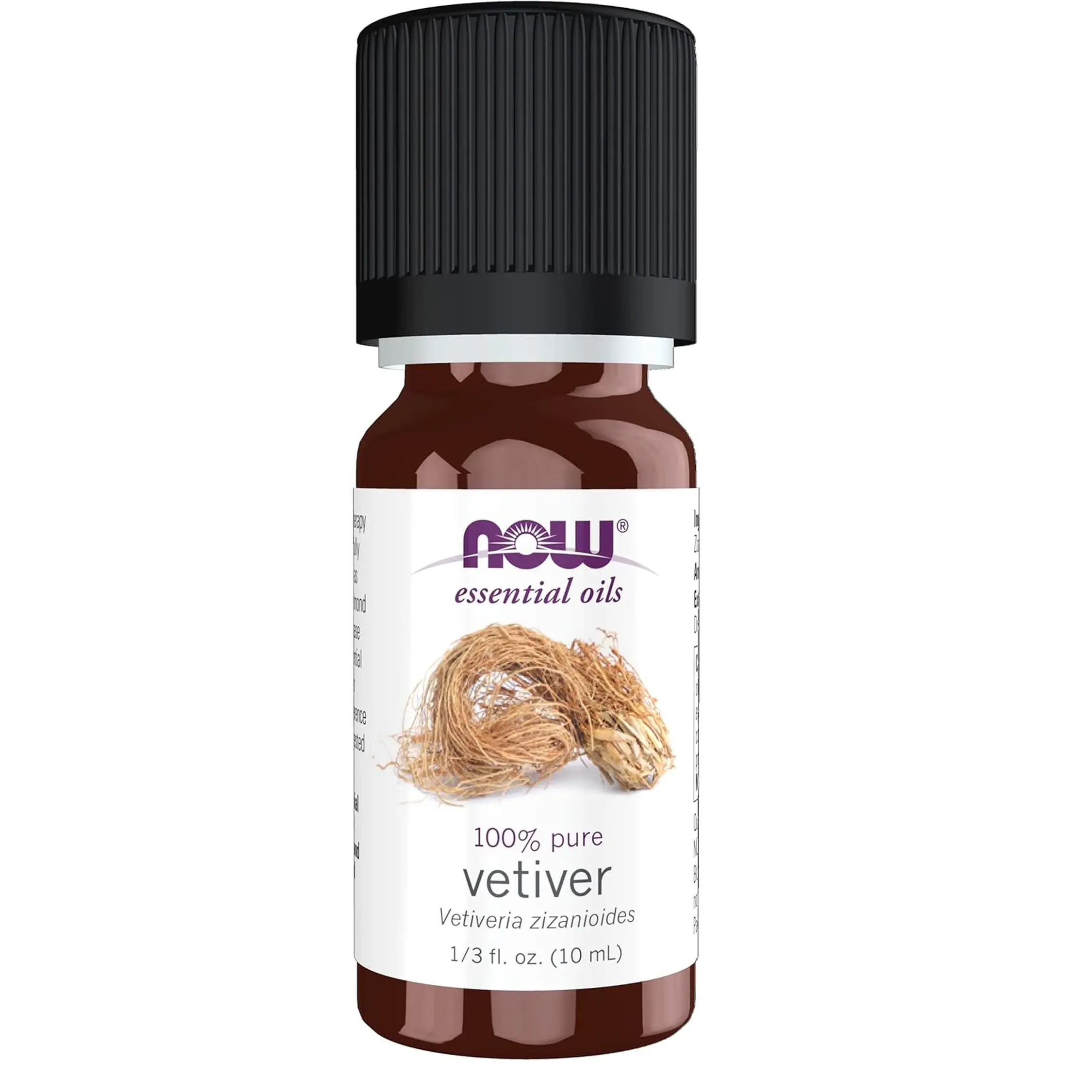 NOW Essential Oils, Vetiver Oil, Woodsy Aromatherapy Scent, Steam Distilled, 100% Pure, Child Resistant Cap, 10-Ml NOW Sports - Nutrition and Wellness