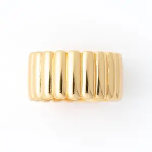 Fluted Cigar Ring - Thick banded ring, hypoallergenic, sweatproof