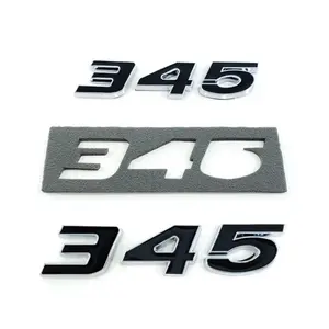 (2pc) Black 345 Badge Emblem Chrome Trim Fits Dodge Mopar 345 HEMI