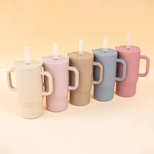 Silicone Water Cup with Lid & Straw, 1 Count Portable Large Capacity Drinking Cup, Drinking Supplies for Home Office Use