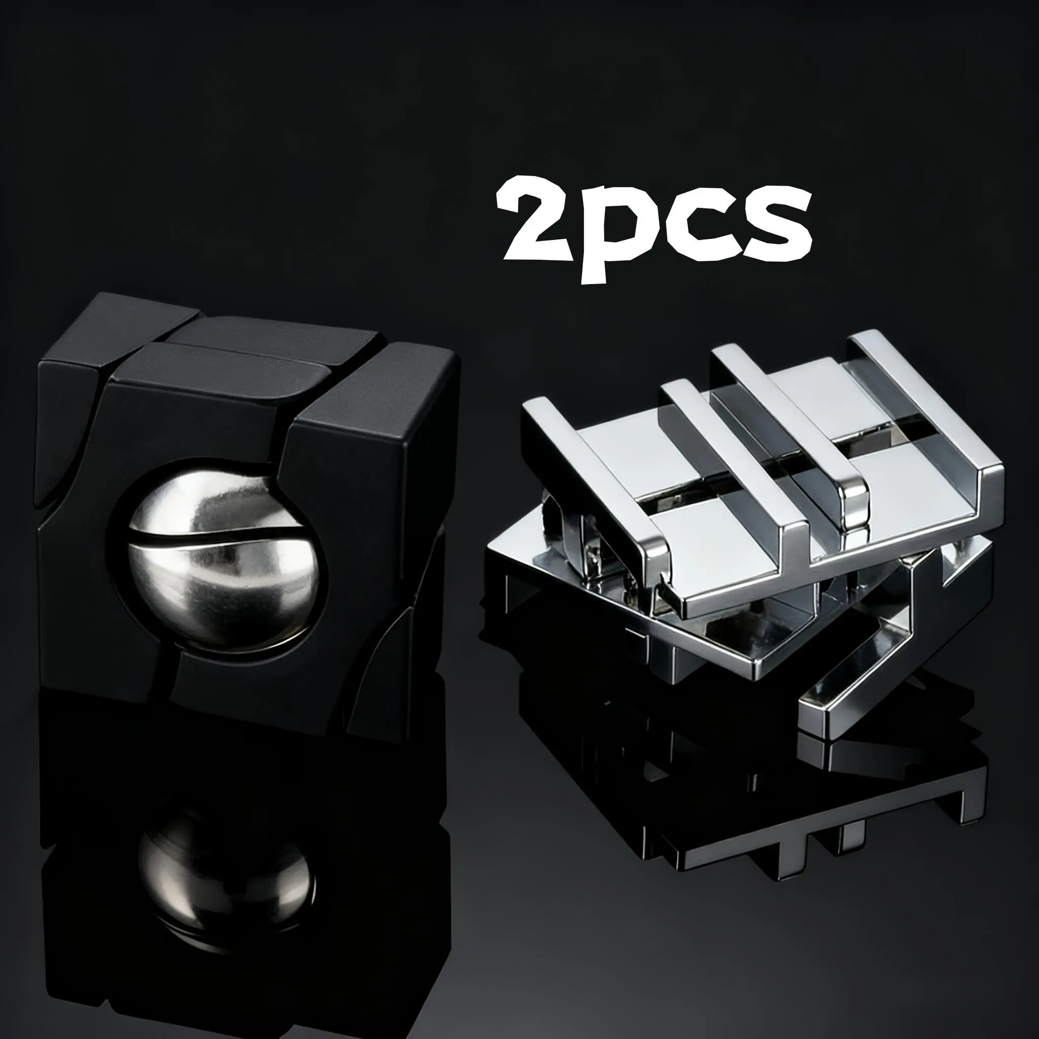 A Set of Two Luban Lock Puzzle Toys, Classic Metal Brain Teasers, Traditional 3D Puzzles, Smart Desktop Gifts, And High IQ Toys for Adults