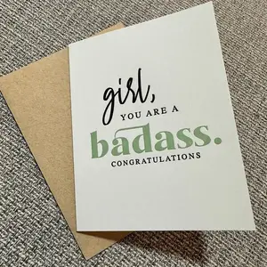 1pc  Badass Woman Card with Envelope. Congratulation New Job. Promotion Gift. Congratulation Graduation Card for Her. Funny Graduation Card. PhD Graduation.