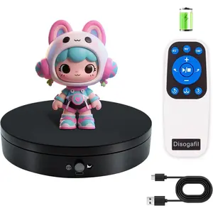 Motorized Rotating Display Stand with Remote, 7.87in Display Turntable, Max 22lbs Load Photography Turntable, 360 Electric Motorized Lazy Susan for Photography Product Shows