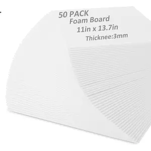50 Pack White  Board for Projects, 11 x 13.7Inch  Core Baking Board Mat Board Center, 1/8Inch Thick Polystyrene  Sheet for School, Presentation, Signage & Art Crafting