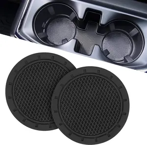 Car Cup Holder Coaster 2 Pack Universal Anti-Slip Shockproof Car Coasters 2.75 inch PVC Insert Coaster for Car SUV Truck Accessories