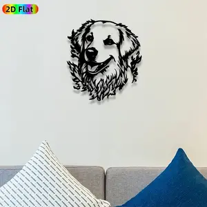1pc Golden Retriever Head Metal Wall Art, Smiling Golden Retriever Statue Mural, Artistic Metalwork, Intricate Craftsmanship, Perfect for Christmas, Housewarming Decor, Perfect for Living Room Bedroom Patio Wall Decor, Ideal Gift for Dog Lovers.