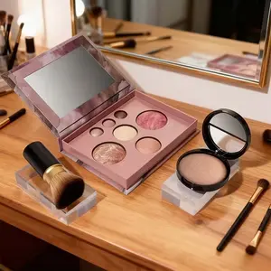 K'apeine Makeup Kit Set, Includes Mirror Face Eyeshadow Palette, Highlighter/cheek Blush, Soft Kabuki Brush, Travel-Friendly Gift for Women