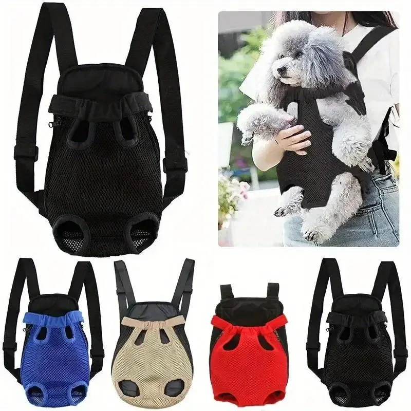Red Camouflage Mesh Fabric Dog Carrier Backpack - All-Season Pet Travel Bag for Small Dogs & Cats with Comfortable Shoulder Straps, Zipper Closure